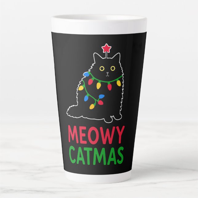 Taza De Café Latte Meowy Catmas (Anverso)