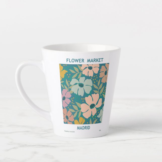 Taza De Café Latte Mercado de flores Madrid Imprimir (Izquierda)