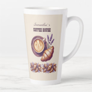Taza De Café Latte Merch de Cafe Personalizado Croissant Vintage con 