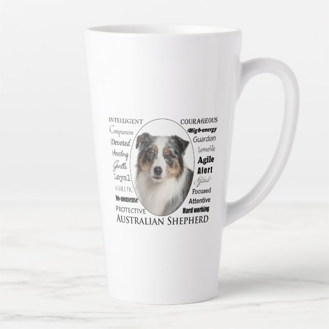 Taza De Café Latte Merle Australian Shepherd (Derecha)