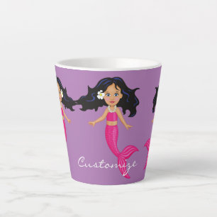 Taza De Café Latte Mermaid Thunder_Cove de cola rosa