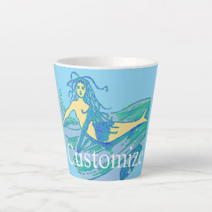 Taza De Café Latte Mermaid Thunder_Cove de surf vintage
