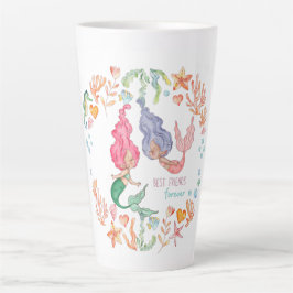 Taza De Café Latte Mermaids Mejor Amigos para Siempre BFF Personaliza