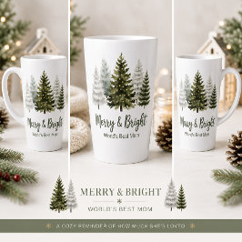 Taza De Café Latte Merry and Bright La Mejor Mamá del Mundo Navidad