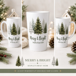Taza De Café Latte Merry and Bright La Mejor Mamá del Mundo Navidad