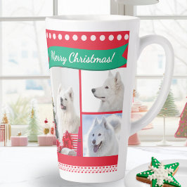 Taza De Café Latte Merry Christmas Dog Mom Pet Photos Personalized
