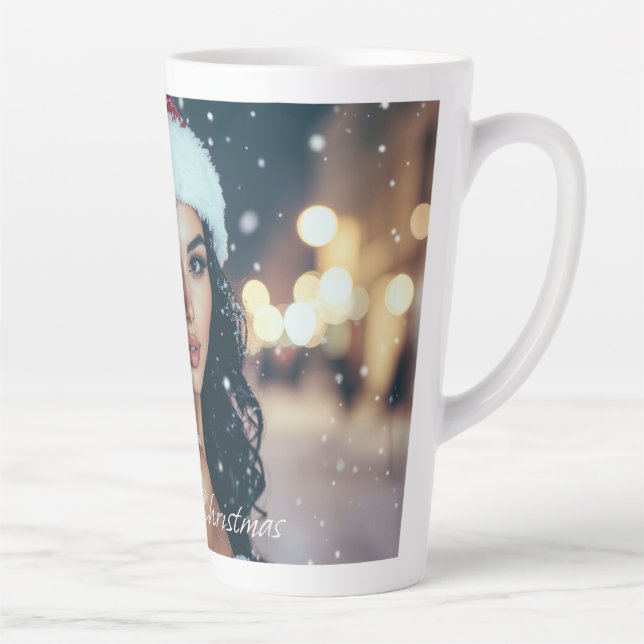 Taza De Café Latte Merry Christmas - Santa Girl (Derecha)