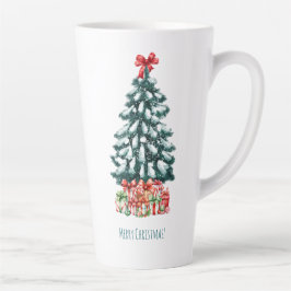 Taza De Café Latte Merry Christmas Snowy Pine Tree