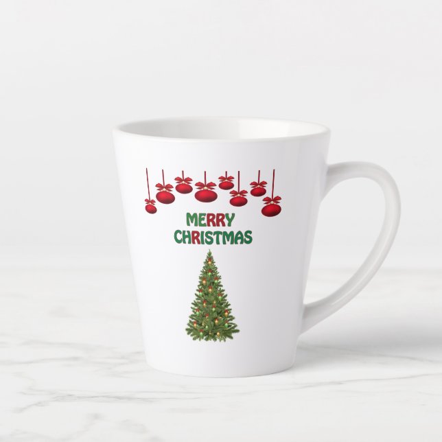 Taza De Café Latte Merry Christmas Tree presenta festividades (Derecha)