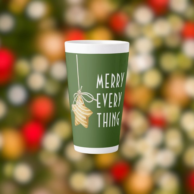 Taza De Café Latte Merry Everything Star Ornament Navidades Green (Subido por el creador)