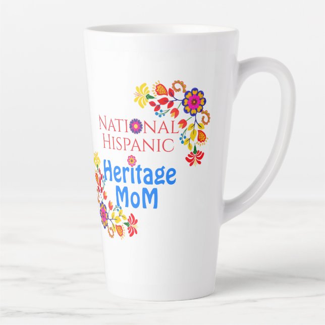 Taza De Café Latte Mes del Patrimonio Nacional Hispano | Orgullosa ma (Derecha)