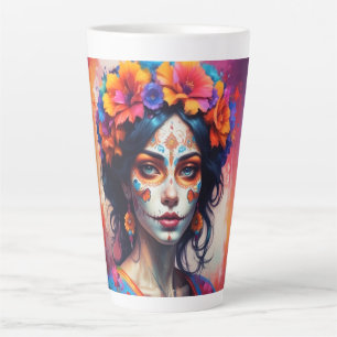 Taza De Café Latte Mexican Catrina watercolor