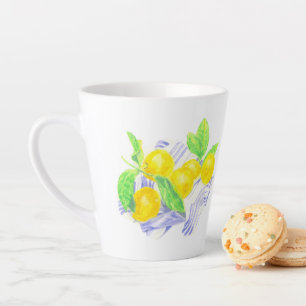 Taza De Café Latte Meyer lemons en la toalla de cocina