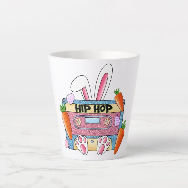 Taza De Café Latte Mezcla de conejito de Pascua de Hip-Hop - Cassette (Anverso)