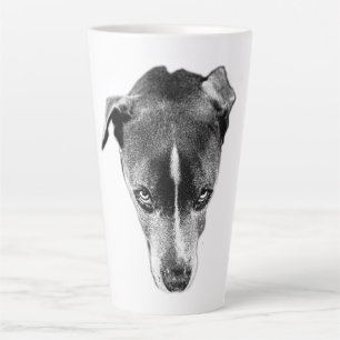 Taza De Café Latte Mezcla de Pitbull Intenso Monocromo Retrato Mug