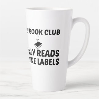 TAZA DE CAFÉ LATTE MI CLUB DE LIBROS SOLO LEE ETIQUETAS DE VINO -