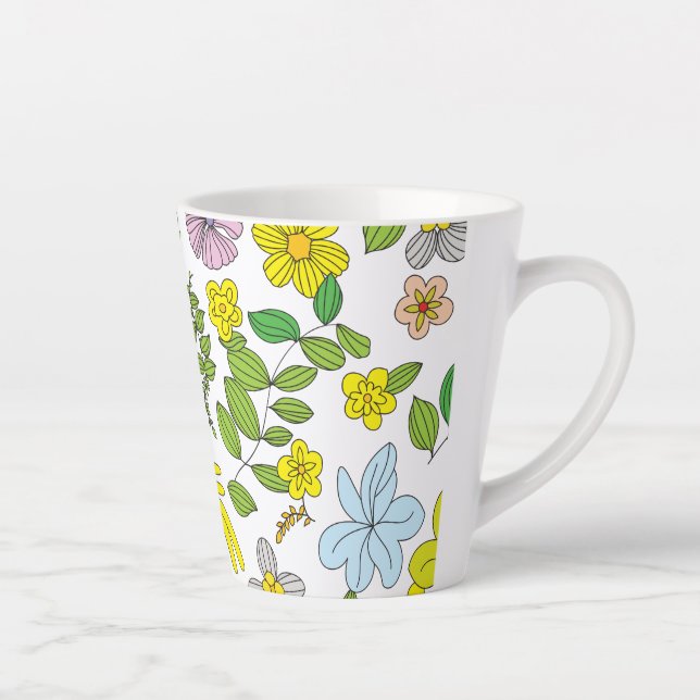 Taza De Café Latte Mi Diseño de Flores (Derecha)