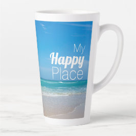 Taza De Café Latte Mi lugar feliz | Bonita foto de playa
