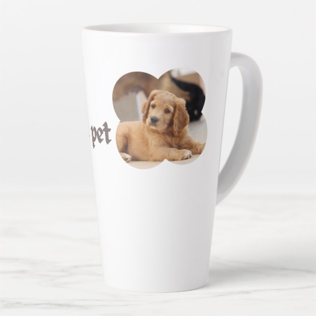 Taza De Café Latte Mi Mascota ideal - Diseño de amor con pipa (Ángulo derecho)
