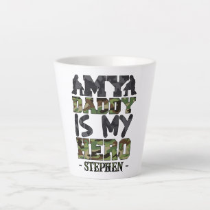 Taza De Café Latte Mi papá es mi héroe - Cartas de camuflaje