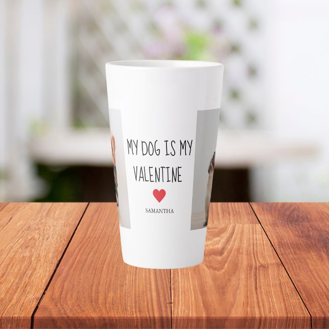 Taza De Café Latte Mi Perro Es Mi Valentín | Dos fotos de perros (Subido por el creador)