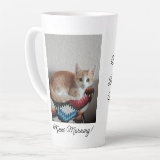 Taza De Café Latte Miau Mañana , foto, texto, texto posterior, reempl