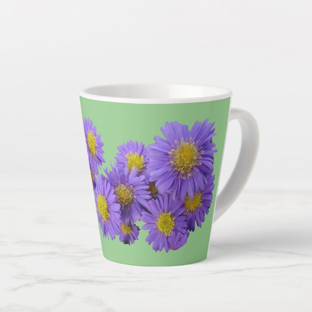 Taza De Café Latte Michaelmas Daisy Cust. Mug. lata verde (Ángulo derecho)