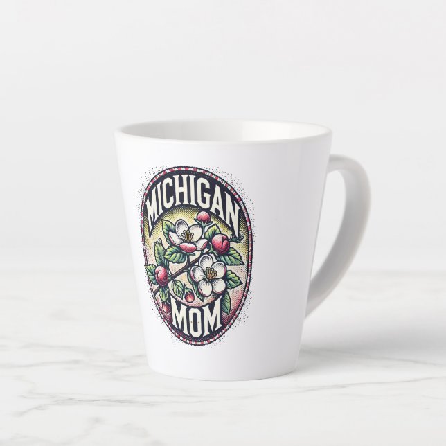 Taza De Café Latte Michigan Mom Cherry Blossom Tree Flower (Ángulo derecho)