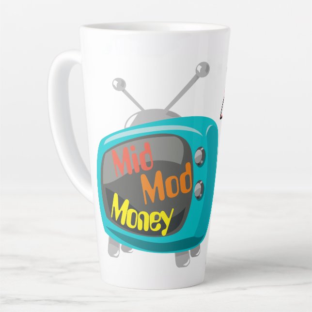 Taza De Café Latte Mid Mod Money Retro TV (Ángulo izquierdo)