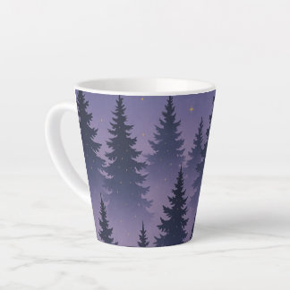 Taza De Café Latte Midnight Forest Under the Stars – Pine Tree