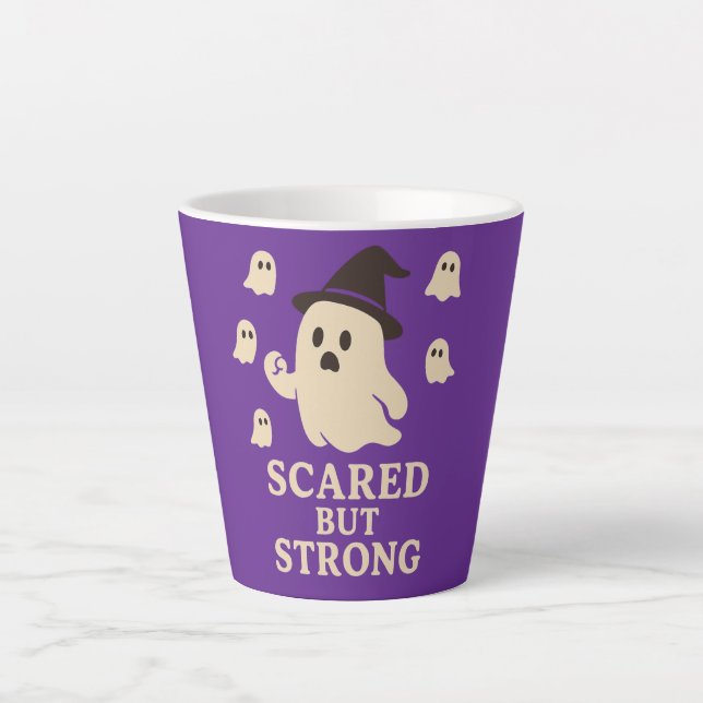 Taza De Café Latte Miedo pero fuerte (Anverso)