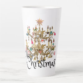 Taza De Café Latte Mikitiez clásicas whitechristmas luz jollyholly
