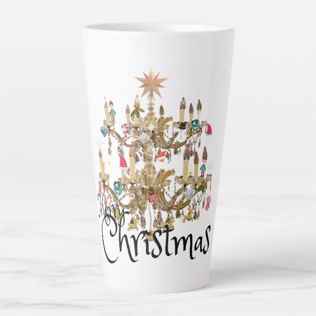 Taza De Café Latte Mikitiez clásicas whitechristmas luz jollyholly (Anverso)