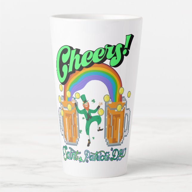 Taza De Café Latte Mikitiez verde afortunado Saint Patrick's Day iris (Anverso)