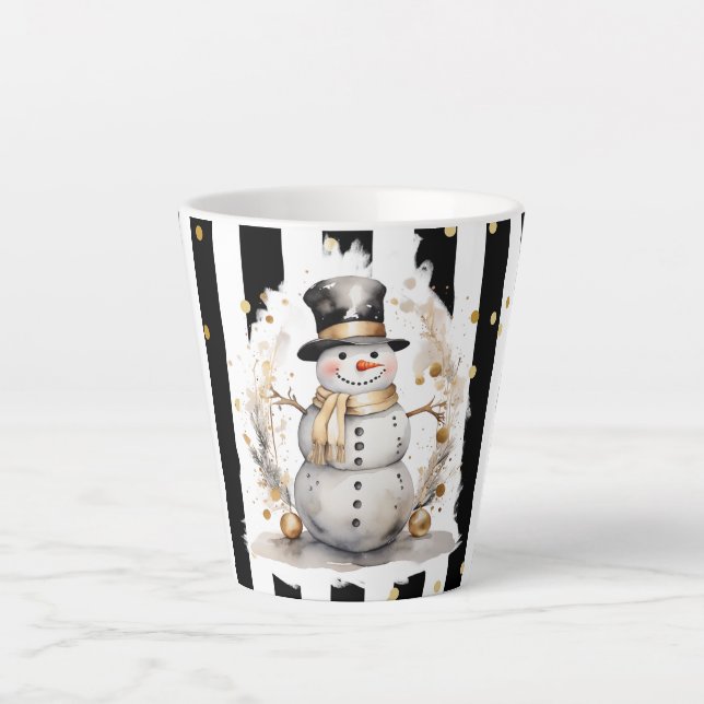 Taza De Café Latte Milchtasse Klein Snowman and Stripes Var01 (Anverso)