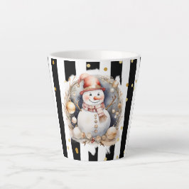 Taza De Café Latte Milchtasse Klein Snowman and Stripes Var02