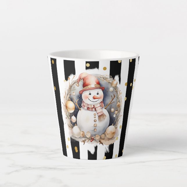 Taza De Café Latte Milchtasse Klein Snowman and Stripes Var02 (Anverso)