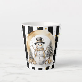 Taza De Café Latte Milchtasse Klein Snowman and Stripes Var03