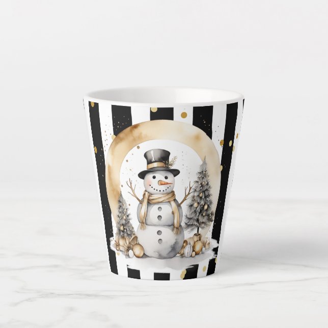 Taza De Café Latte Milchtasse Klein Snowman and Stripes Var03 (Anverso)