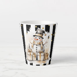 Taza De Café Latte Milchtasse Klein Snowman and Stripes Var04