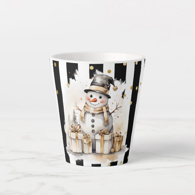 Taza De Café Latte Milchtasse Klein Snowman and Stripes Var04 (Anverso)