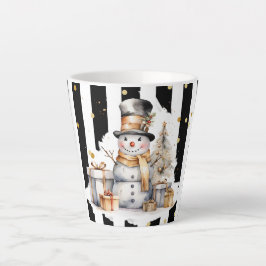 Taza De Café Latte Milchtasse Klein Snowman and Stripes Var05