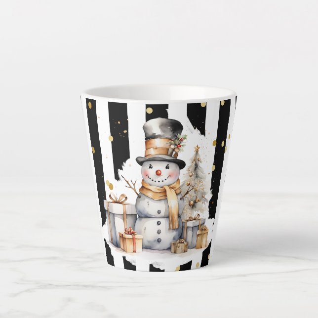 Taza De Café Latte Milchtasse Klein Snowman and Stripes Var05 (Anverso)