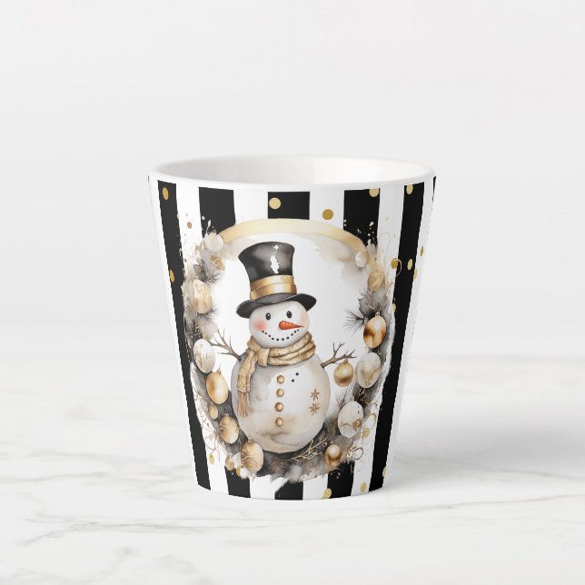 Taza De Café Latte Milchtasse Klein Snowman and Stripes Var07 (Anverso)