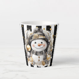 Taza De Café Latte Milchtasse Klein Snowman and Stripes Var08