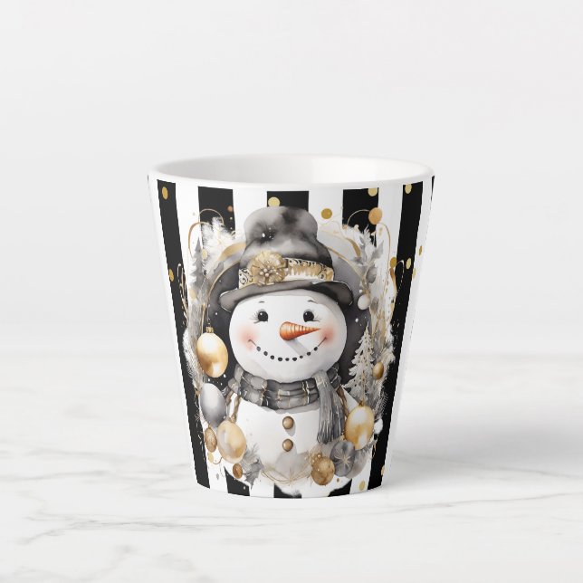 Taza De Café Latte Milchtasse Klein Snowman and Stripes Var08 (Anverso)