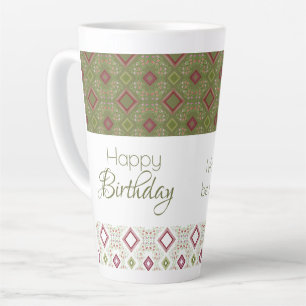 Taza De Café Latte Mini Floral Feliz cumpleaños Latte Mug