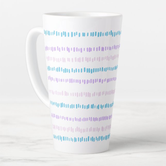 Taza De Café Latte Mini Strokes Patrón Turquesa Púrpura Rosa (Ángulo izquierdo)