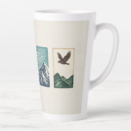 Taza De Café Latte Minimal Nature Set – Mountain & Tree Art