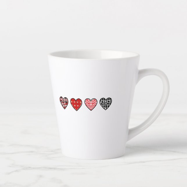 Taza De Café Latte minimal valentine hearts / “cute love pattern” (Derecha)